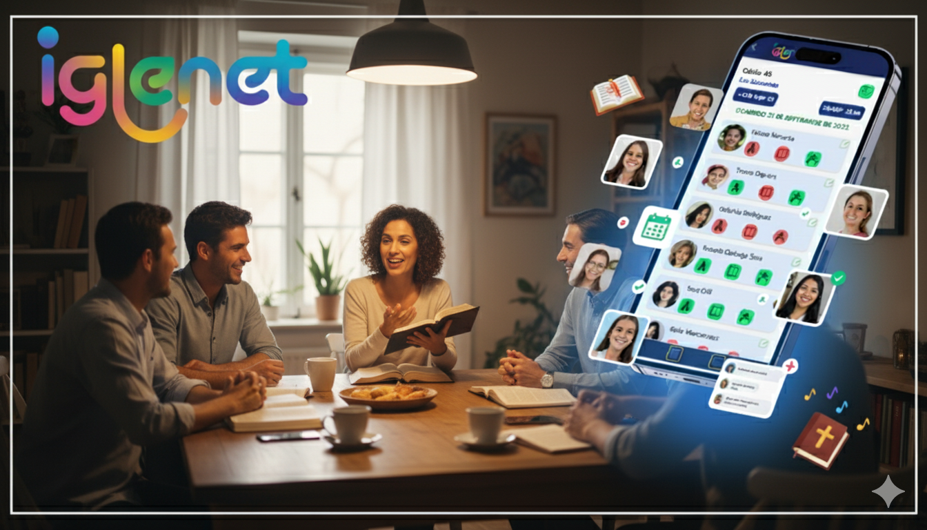 Líderes de una célula utilizando Iglenet para dar seguimiento a personas